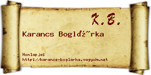 Karancs Boglárka névjegykártya
